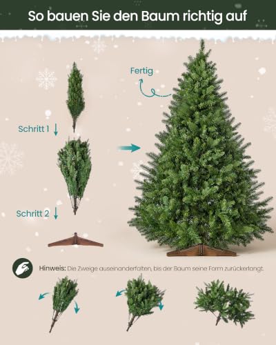 SONGMICS Künstlicher Weihnachtsbaum 180 cm PE PVC Holzständer – Ansicht 6