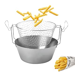 Artame ART23226 – Friteuse inox traditionnelle dite friteuse du Nord fond thermique et panier acier étamé - Ø 26cm, 3.6l