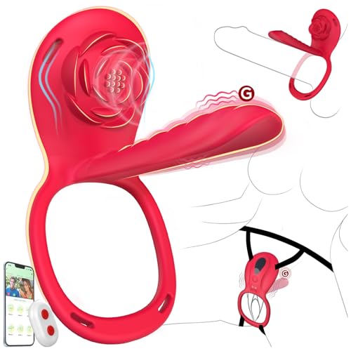 Sex Spielzeug für die Paare Frau Männer Strap on BDSM Rose Vibration für Frauen Bondage Vibratorensets für Frauen Klitoris G Punkt mit Fernbedienung Leise Penisring Vibrator App Sexspielzeug Spiele