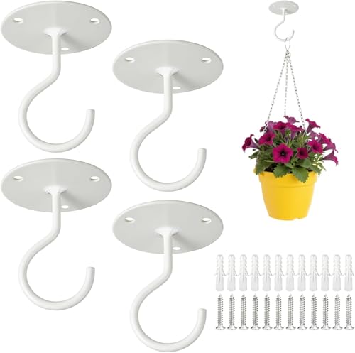 Sazoqunon 4-Pack Rust-Resistant Steel Ceiling Hooks for Hanging Plants Bird Feeders & Outdoor Decorations