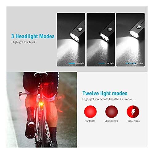 Conjunto de luces de bicicleta IPX5 impermeables para evitar accidentes sin batería 6