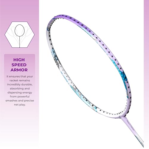Image of Apacs Feather Weight 55 (Super Lightweight 58g) Made in Vietnam | Japanese HM Graphite | Extra Head Heavy Unstrung Badminton Racket (White Purple)
