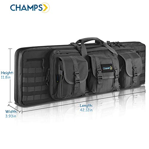 Champs Rifle Case Bag, Double Rifle, Gun Case, Water Resistant & Dust Resistant for Hunting, Range, Sports, Transport [36inch, Black] - Thumbnail 6
