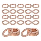 povtii 30 PCS Oil Drain Plug Gasket, 14mm Copper Oil Crush Washer Compatible with OEM PN Part 007603-014106, Car Accessories for Oil Drain Plug Washer Gaskets Seals Replacement