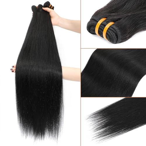 16A Raw Human Hair Bundles 100% Burmese Virgin Straight Bundles Human Hair, Sliky Boutique Extensions, Can Be Dyed and Restyled, Full Ends, Vertical Smooth (18 20 22 24) - Image 2