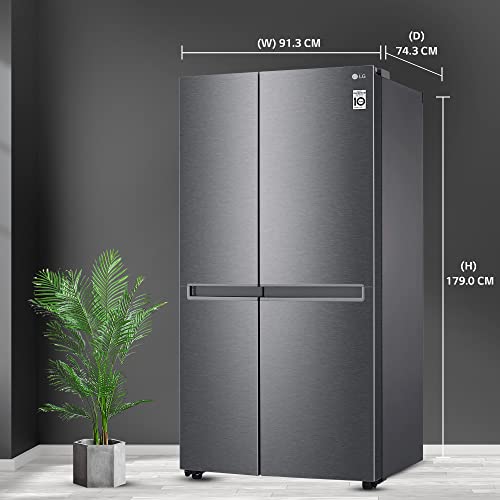 Image of LG 688 L Frost-Free Smart Inverter Compressor Side-By-Side Refrigerator (GC-B257KQDV, Dark Graphite Steel, Multi Digital Sensors and Express Freezing, 2022 Model)