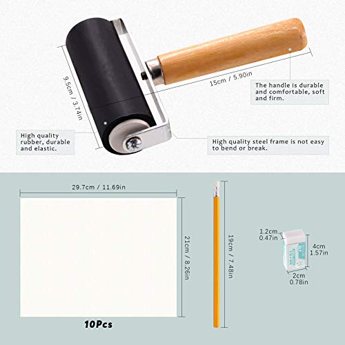 Miniatura 4 de Swpeet Kit De Herramientas De Inicio De Impresión De Bloques De 24 Piezas, Bloques De Tallado De Sellos De Goma, Rodillo De Tinta, Herramientas De Tallado, Guantes, Papeles De Calco Y Bandeja De