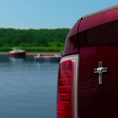 Image of SPARTA Christian Cross Car Emblem - 3D Chrome Metal Badge Decal with Strong 3M Adhesive | Universal Fit for Car, Truck, SUV | Support Children with Autism