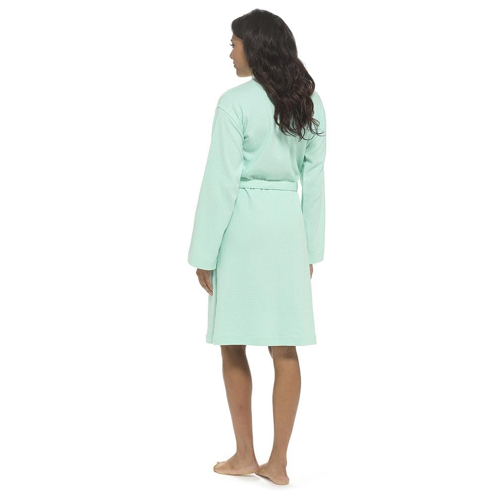 A2Z Damen-Bademantel aus 100 % Baumwolle, Waffelstruktur, weich, leicht, Wickel-Bademantel mit Gürtel und Taschen, langärmelig, gestrickt, Lounge-Bademantel für Zuhause, Hotel, Spa, Nachtwäsche für