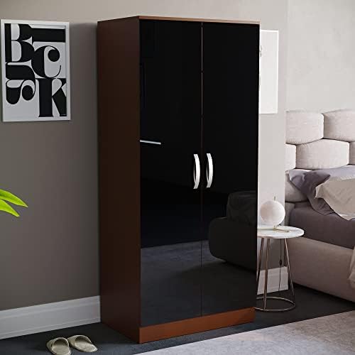 Amazon Brand - Movian Hulio 2 Door Wardrobe, Black, 170 x 76 x 47 cm