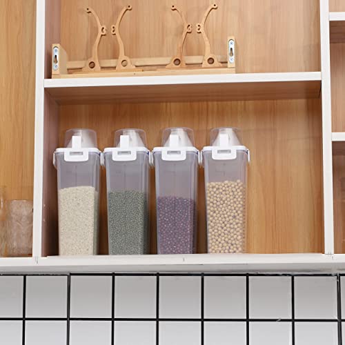 2Pack Cereal Storage Container Set With Lids,Food Containers With Measuring Cup For Flour,Sugar,Grain,Rice&Baking Supply-Airtight Kitchen & Pantry Bulk Food Storage For Kitchen Organization,Clear 2.5L #TOP4