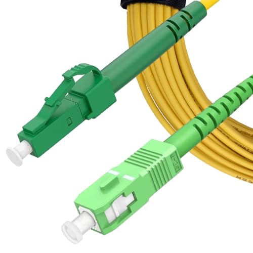 Elfcam® - 2 m glasvezelkabel SC/APC naar LC/APC Monomode Simplex 9/125μm OS2 optische jumper, LSZH, geel (2 m)