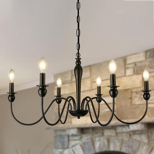 Farmhouse 5-Lights Wooden Chandelier Vintage Modern 22" Vintage Candle Style Chandelier with ...