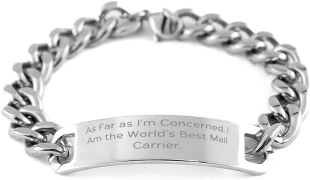 As Far as I'm Concerned, I Am the. Mail carrier Cuban Chain Bracelet, Useful Mail carrier Gifts, Engraved Bracelet For Coworkers, Gift for mail carrier, Postal worker gift, Cute mailman gift, Funny
