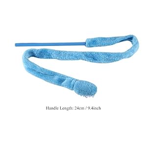 TOPINCN Giocattolo Interattivo per Gatti: Serpente di Peluche con Bastoncino, Design Cartone Animato, Blu
 - immagine 2