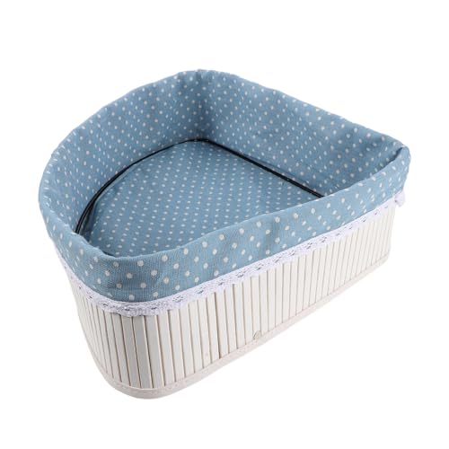 Cesta organizadora de bambú POPETPOP con diseño triangular y acabado natural 2
