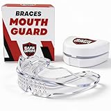 Mouth Guard for Sports - Premium Silicone Upper & Lower Teeth Protection - Football, Lacrosse, Hockey, Baseball - Fit for Youth and Teens (Transparent, MouthGuard for Braces)