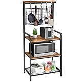 BEEWOOT Bakers Rack, Coffee Bar, Microwave Oven Stand with Shelf, Utility Storage Shelf for Spices,