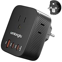 European Travel Plug Adapter, ORNLONGTU US to Europe Type E F Power Adaptor with 20W USB-C & 3 AC Outlets, Germany France Schuko Travel Adapter for US to EU Spain Iceland Korea Greece German French