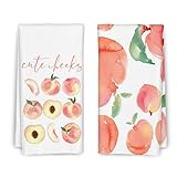 Picture of CIOJUNE Pink Peach Hand Towels for Kitchen Bathroom Set of 2 - Sweet Cheeks Coral Peach Bathroom Kitchen Decor, Peachs Gifts, Peachs Bath Towels, 16x24