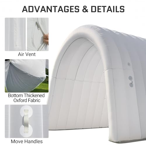 Image of OZIS 20FT Inflatable Tunnel Sports Tunnel Entrance with Installed Blower Inflatable Tunnel Tent for Business Advertising Event Exhibition Promotion,Street,Shop,Supermarket(White 20x10x10FT)