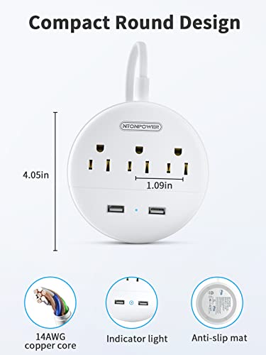 Ntonpower 2 Prong Power Strip, 9.8Ft Extension Cord With Polarized Plug, 3 Prong To 2 Prong Outlet Adapter, 3 Outlets 2 Usb Charging Ports, Wall Mountable, Ideal For Old House Non-Grounded Outlets #TOP7