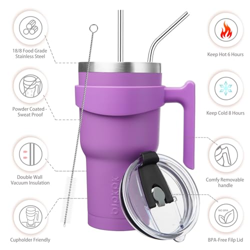 Image of BJPKPK 30 oz Tumbler with Handle & Straw, Insulated Stainless Steel Mug
