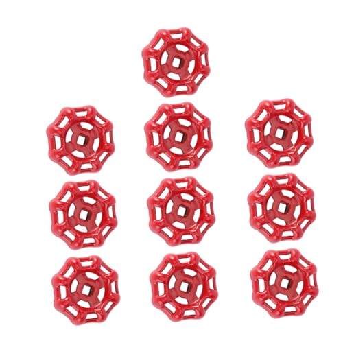 DOITOOL 10 Piezas Mango de válvula de compuerta rociador de jardín Perforar globo tanque indicador portateis Manilla resistente volante de cierre mango decorativo Acero inoxidable rojo