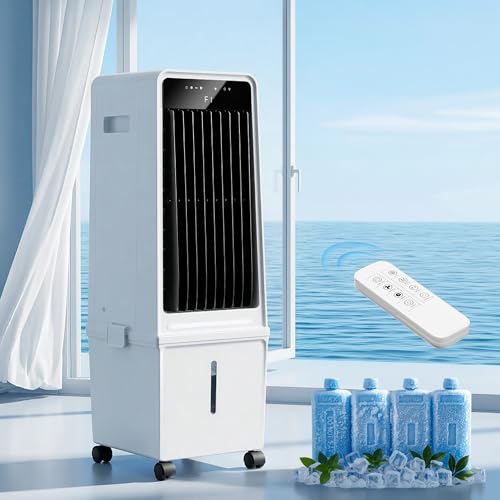 Image of Uthfy 3 IN 1 Swamp Cooler Air Conditioner, 25 inch Portable AC with 2.7 Gal Detachable Water Tank, 4 Ice Pack, 4 Mode, 3 Speed, 120 Oscillation, 12H Timer, Evaporative Air Cooler for Indoor Room