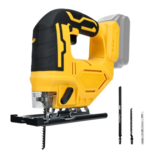 Cordless Jig Saw for DeWalt 20V Battery, 0°-45° Bevel Cuts, Brushless Jigsaw Tool, 3-Position Orbital for Wood/Metal/PVC Cutting
