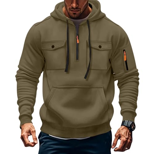 Ymosrh Men's Casual Sweatshirts Hoodies, Long Sleeve Drawstring Pullover Hooded Sweatshirts with Pocket, M-3XL