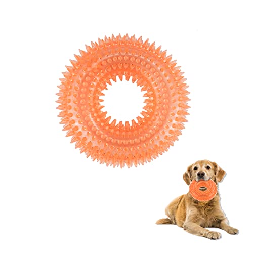 JUNENTER きしむ犬用おもちゃ TPR 噛める犬用おもちゃ 歯ぎしり・歯磨き犬用 フェッチおもちゃ インタラクティブ性を高める 屋外用 全犬サイズ対応 子犬や犬好きの方へのギフトに最適 (Sサイズ オレンジ)