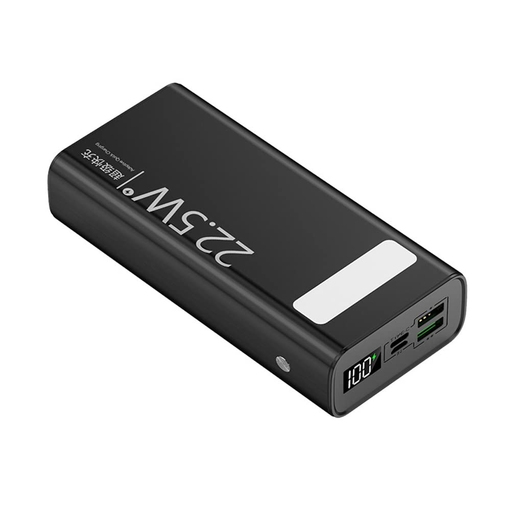 JJJ Charge Super Rapide 30000mAh Banque de Puissance de Lampe de Poche de Puissance Mobile de Grande capacité (Color : Black, Size : 30000mAh)