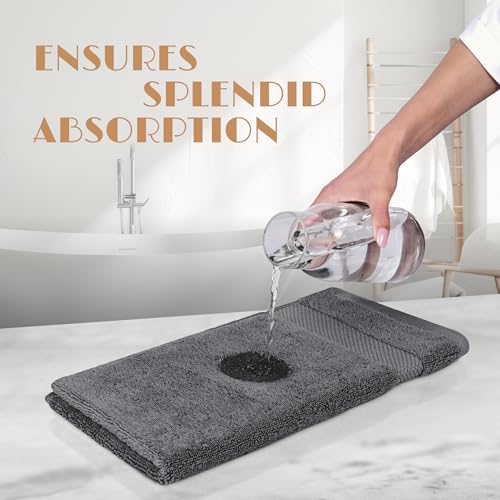 Image of White Classic Dark Gray Washcloths Set for Body and Face Towel, Cotton Wash Cloths Bulk 12 Pack, Spa Fingertip Wash Clothes 12x12 Inch, Soft Absorbent Gym Towels