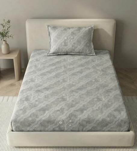 Image of Mafatlal 186 TC Metro Cotton Single Bedsheet | 90 x 60 Inch|Soft, Breathable & Lightweight | with Matching Pillow Cover| Iron Grey