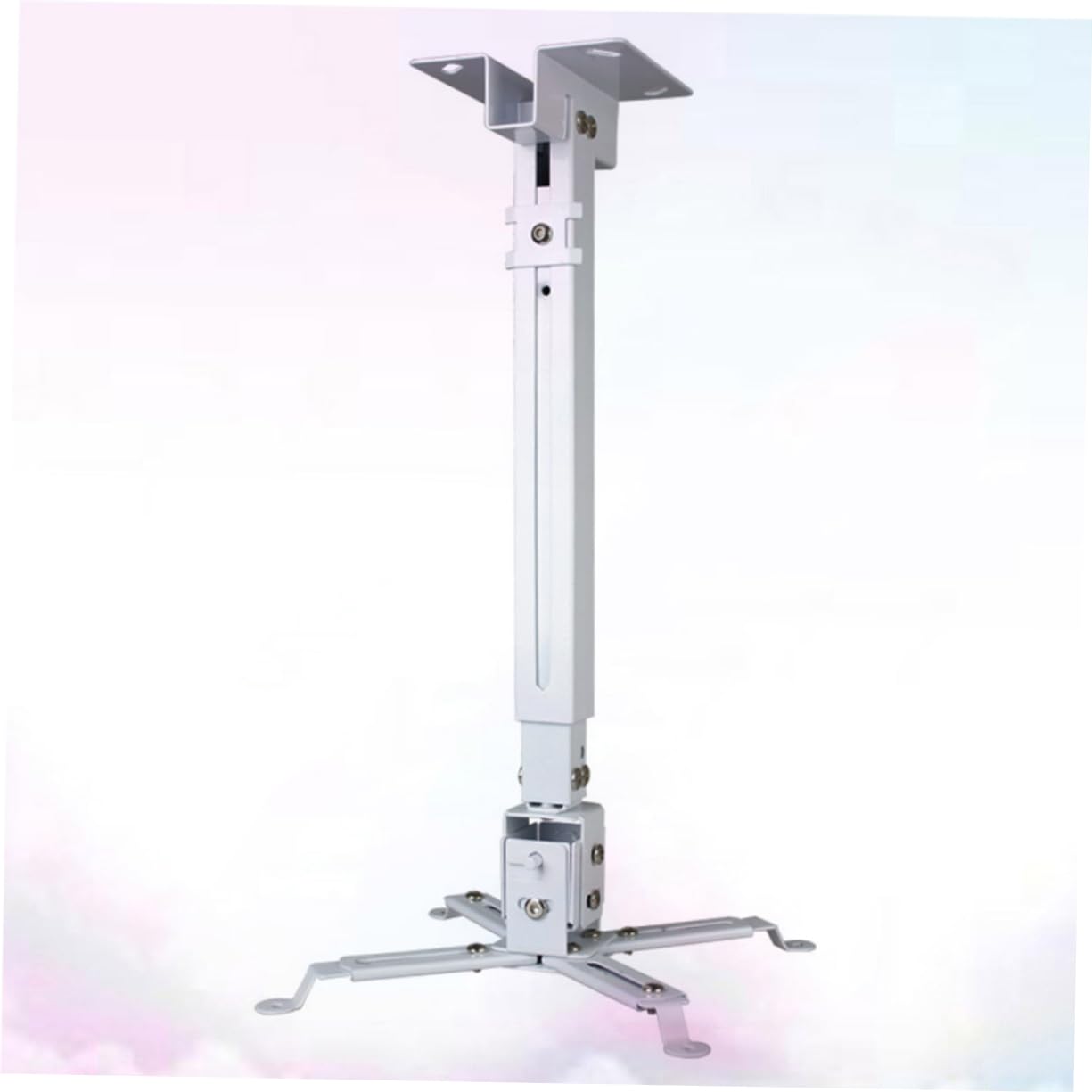 HOMSFOU Supporto Proiettore da Soffitto Regolabile 15kg Ferro | Inclinazione Regolabile, Bracci Doppi Articolati, Piastra a Soffitto e Canale Regolabile