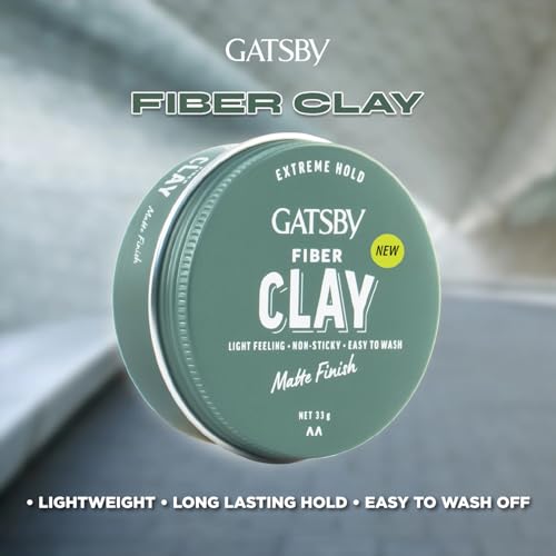 Image of GATSBY Japan's No. 1 Fiber Clay 33g (Pack of 2) | Matte Finish | Enriched with Pro-Vitamin B5 and Keratin