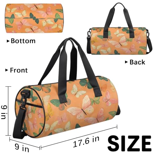 Colorful Butterfly Round Barrel Sports Fitness Bag, Travel Luggage Bag, Reusable Handbag, Suitable For Men and Women3