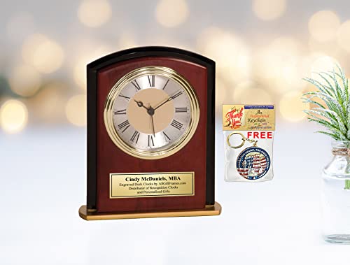 Allgiftframes Engraved Retirement Employee Service Award Clock Cathedral Mahogany Black Border Clock With Gold Engraving Plate Anniversary Wedding Coworker Colleague Boss Desk Clock #TOP2