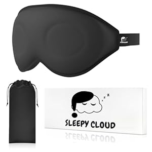 Sleepy Cloud Sleep Mask for Men and Women – Breathable 3D Cutout Blackout Eye Masks for Sleeping – Ergonomic, Lightweight, Comfortable Travel Accessories, Sleep Aid – Storage Pouch (Black)