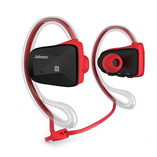 Jabees Bsport-RED - Auriculares de contorno de cuello (deportivas, Bluetooth, NFC atpX, resistente al agua) color rojo y negro (importado de Reino Unido)