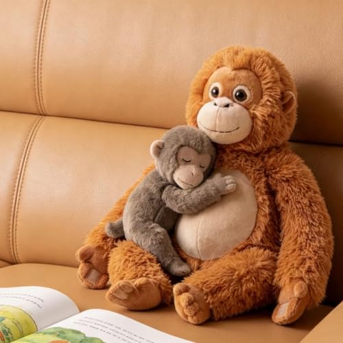Ensemble de peluches maman et bébé singe, cadeau de naissance - 4