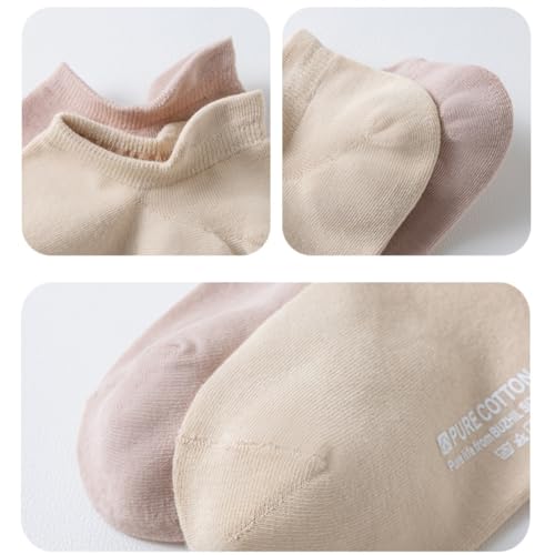 Image of Ankle Socks for Women Pure Cotton No Show Socks Womens with Heel Tab Color Low Cut Soft 5 Pairs 4-8