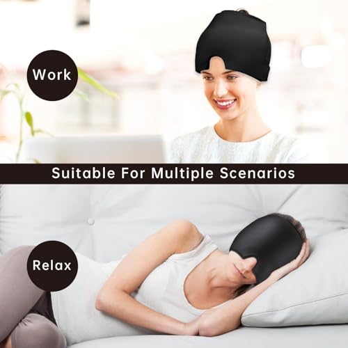 Image of Migraine Relief Cap - BUYERZONE Hot & Cold Therapy Headache Cap for Migraine, Sinus & Tension Relief | Thermax Gel Ice Head Wrap for Instant Comfort & Relaxation - Reusable Migraine Cap for Men & Women