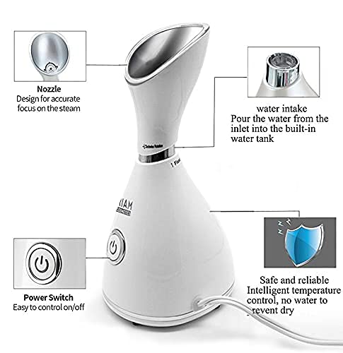 Facial Steamer Riamcosmetics Nano Ionic Face Steamer Home Use Warm Mist Humidifier Steamer Face Sauna Spa Sinuses Moisturizing Deep Cleansing Pores Stainless Steel Skin Kit Blackheads Acne Skin Care #TOP3