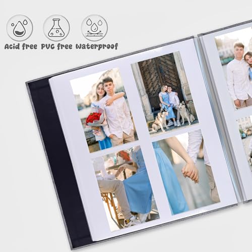 Álbum de fotos personalizado, álbum de recortes con cubierta de tela, texto grabado o impreso para bodas, cumpleaños o regalos navideños miniatura 4