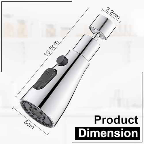 Image of GLUN 3 Mode Kitchen Sink Faucet (Bubble, Flow & Shower) Universal Connector with Chrome Premium Finish, Foam Flow Tap Shower