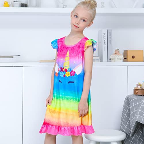 Image of Girls Nightgowns Unicorn Sleepwear Night Sleep Dress Pajamas Little Kids Toddler Soft Nightgown