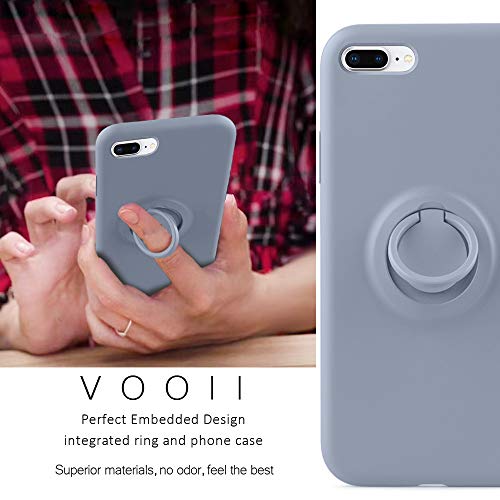 Vooii For Iphone 8 Plus Case, Iphone 7 Plus Case Kickstand | Liquid Silicone | 10Ft Drop Tested Protective, Microfiber Lining Shockproof Full-Body Cover Case For Iphone 8 Plus/7 Plus (Lavender Grey) #TOP1