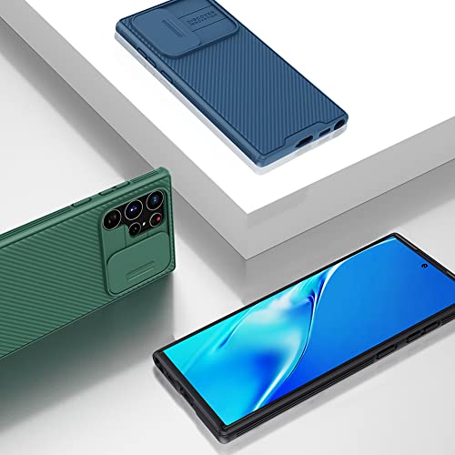 Image of Galaxy S22 Ultra Case with Camera Cover,S22 Ultra Slim Fit Thin Polycarbonate Protective Shockproof Cover with Slide Camera Cover, Upgraded Case for Samsung Galaxy S22 Ultra (Green)